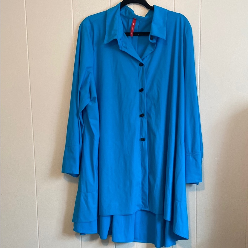 IC COLLECTION Blue Long Sleeve Dress/IC Collection Button Front Parachute Shirt
